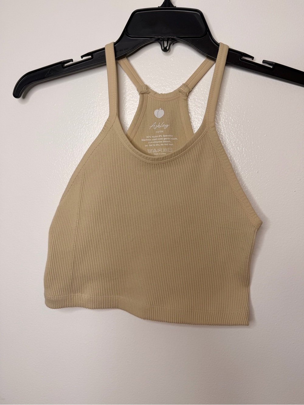 Ashley By 26 International Ribbed Crop Tank Top in Tan